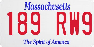 MA license plate 189RW9