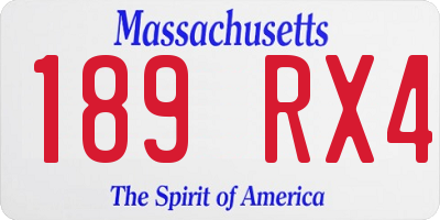 MA license plate 189RX4