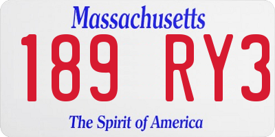 MA license plate 189RY3
