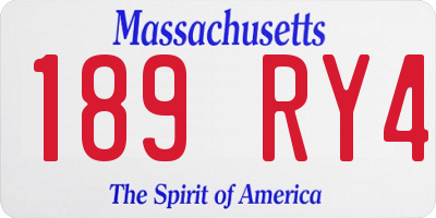 MA license plate 189RY4