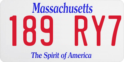 MA license plate 189RY7