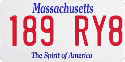 MA license plate 189RY8