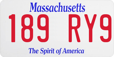 MA license plate 189RY9