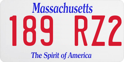 MA license plate 189RZ2