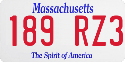 MA license plate 189RZ3