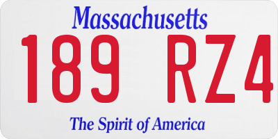 MA license plate 189RZ4