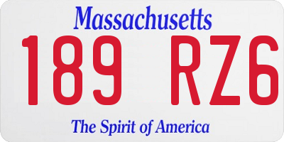 MA license plate 189RZ6
