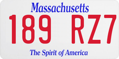 MA license plate 189RZ7