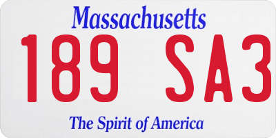 MA license plate 189SA3