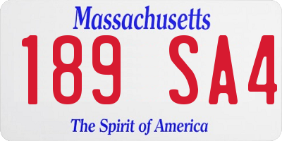 MA license plate 189SA4
