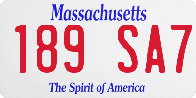 MA license plate 189SA7