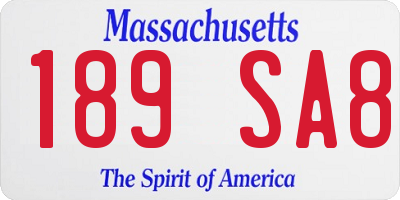 MA license plate 189SA8