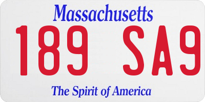 MA license plate 189SA9
