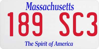 MA license plate 189SC3