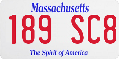MA license plate 189SC8