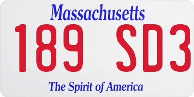 MA license plate 189SD3