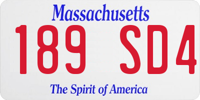 MA license plate 189SD4