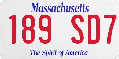 MA license plate 189SD7