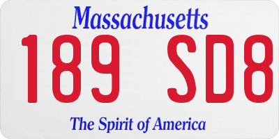 MA license plate 189SD8