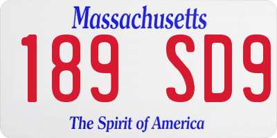 MA license plate 189SD9