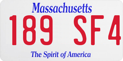 MA license plate 189SF4