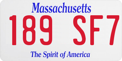 MA license plate 189SF7