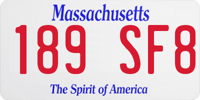 MA license plate 189SF8