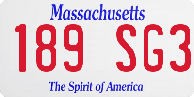 MA license plate 189SG3