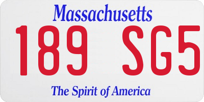 MA license plate 189SG5