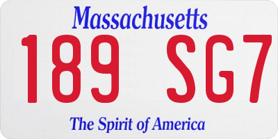 MA license plate 189SG7