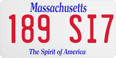 MA license plate 189SI7
