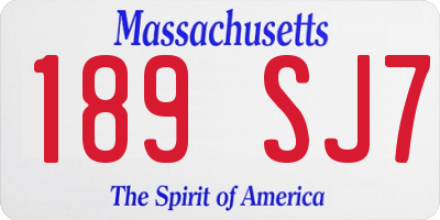 MA license plate 189SJ7