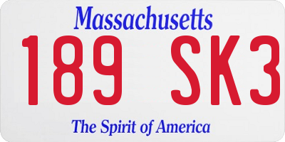MA license plate 189SK3