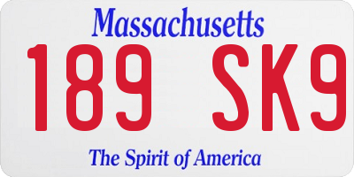 MA license plate 189SK9
