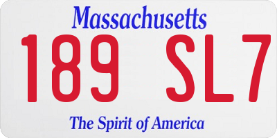 MA license plate 189SL7