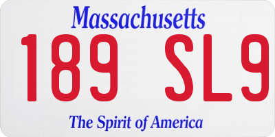 MA license plate 189SL9