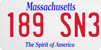 MA license plate 189SN3