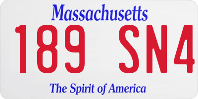 MA license plate 189SN4