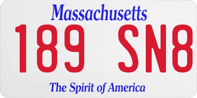 MA license plate 189SN8