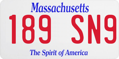 MA license plate 189SN9