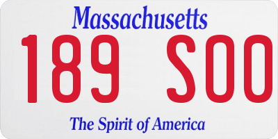 MA license plate 189SO0