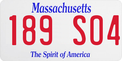 MA license plate 189SO4