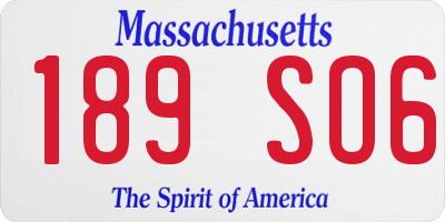MA license plate 189SO6