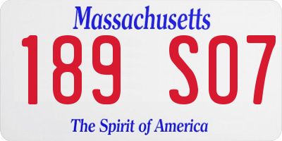 MA license plate 189SO7