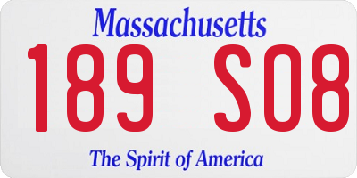 MA license plate 189SO8