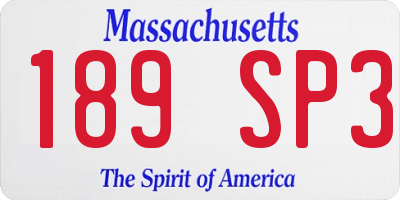 MA license plate 189SP3