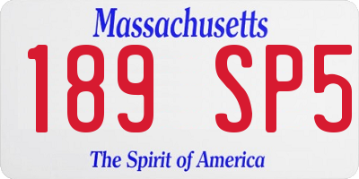 MA license plate 189SP5