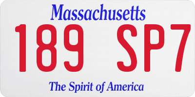 MA license plate 189SP7