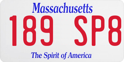MA license plate 189SP8