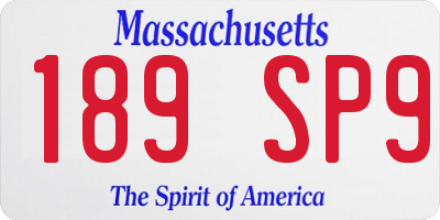 MA license plate 189SP9
